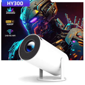 Проектор HY300 с яркостью 200 ANSI, Full HD и поддержкой 2.4G+5G Wi-Fi, идеален для домашнего кинотеатра.